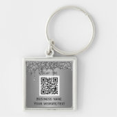 QR-Code-Firmenlogo Berufliches Silber Schlüsselanhänger (Vorne)