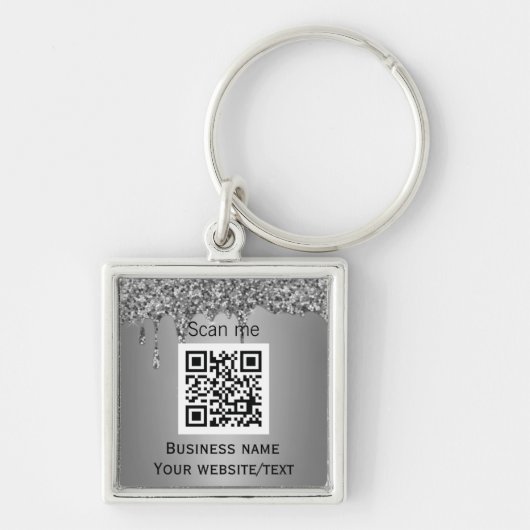QR-Code-Firmenlogo Berufliches Silber Schlüsselanhänger (Vorne)