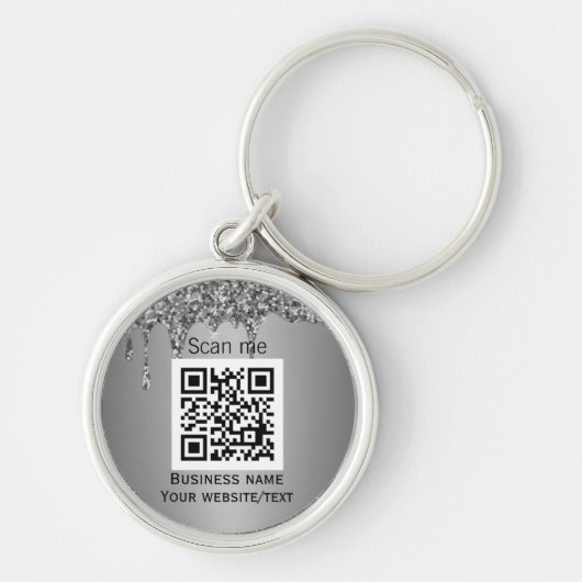 QR-Code-Firmenlogo Berufliches Silber Schlüsselanhänger (Vorne)