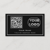 QR-Code-Firmenlogo Black Minimalistisch Business C Visitenkarte (Vorderseite)