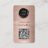 QR-Code Firmenlogo Blush Pink Visitenkarte (Vorderseite)