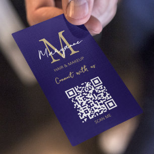 QR-Code Firmenlogo Dunkelblau Visitenkarte