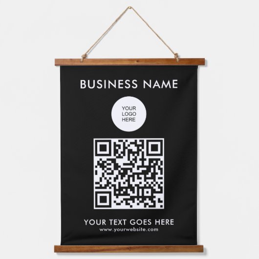 QR-Code Firmenlogo Eigene Vorlage Wandteppich Mit Holzrahmen (Vorderseite)