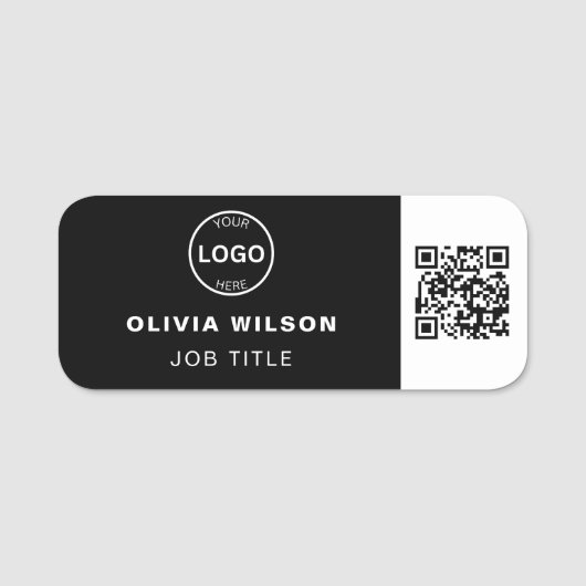 Qr-Code-Firmenlogo Einfache klassische Bezeichnung Namensschild (Vorderseite)