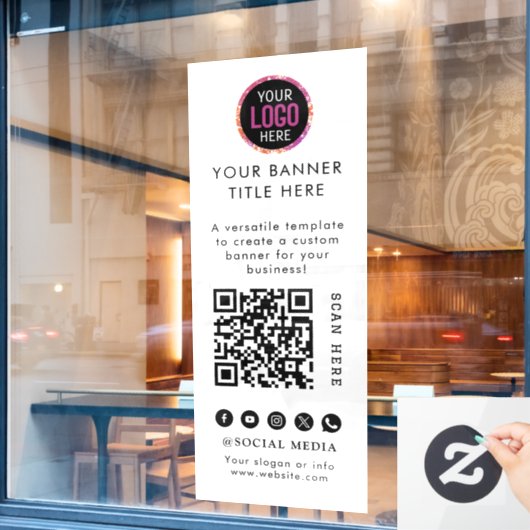 QR-Code | Firmenlogo Fensteraufkleber (Café-Fenster)