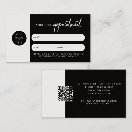 QR-Code-Firmenlogo für Client-Ernennungen Visitenkarte (Vorne/Hinten)