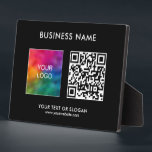 QR-Code Firmenlogo für kundenspezifische, horizont Fotoplatte<br><div class="desc">Laden Sie hier den QR-Code Ihres Unternehmens hoch und fügen Sie Text Elegant moderne,  maßgeschneiderte Vorlage Horizontal Tabletop Plaque mit Easel hinzu.</div>