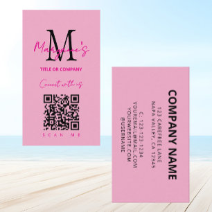 QR-Code-Firmenlogo für rosa Scannerfarben Visitenkarte