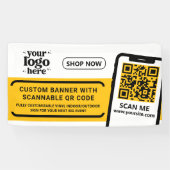 QR-Code Firmenlogo Gelb Indoor Vinyl Banner (Horizontal)