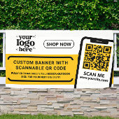 QR-Code Firmenlogo Gelb Indoor Vinyl Banner