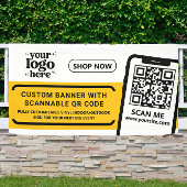 QR-Code Firmenlogo Gelb Indoor Vinyl Banner