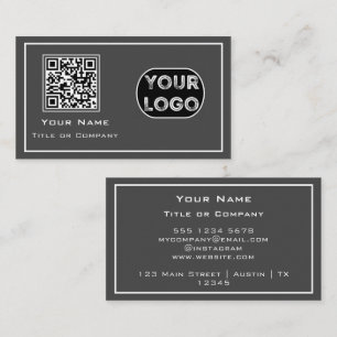 QR-Code-Firmenlogo Grau Minimalistisch Visitenkarte