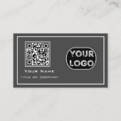 QR-Code-Firmenlogo Grau Minimalistisch Visitenkarte (Vorderseite)