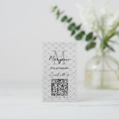 QR-Code-Firmenlogo Grau-Schachbrett Visitenkarte (Stehend Vorderseite)