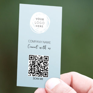QR-Code Firmenlogo Hellblau Visitenkarte