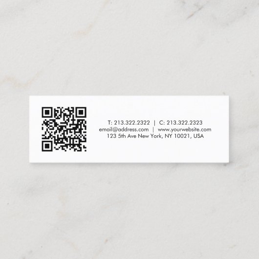QR-Code Firmenlogo hier Name des Mitarbeiters Mini Telefonnummerkarte (Rückseite)