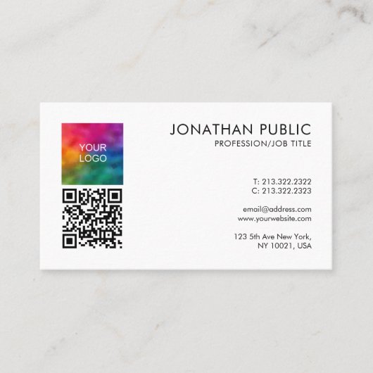 QR-Code Firmenlogo Hier Personalisiert Visitenkarte (Vorderseite)