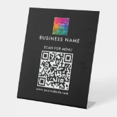 QR-Code-Firmenlogo hier Scan-Menü Einfach Schwarz Sockelschild (Vorderseite)