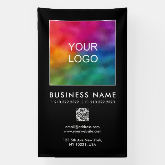 QR Code Firmenlogo hier Vertikal Banner (Vertikal)