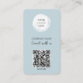 QR-Code-Firmenlogo Leuchtblau Visitenkarte (Vorderseite)