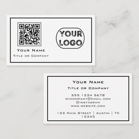 QR-Code-Firmenlogo Minimalistisch Visitenkarte (Vorne/Hinten)