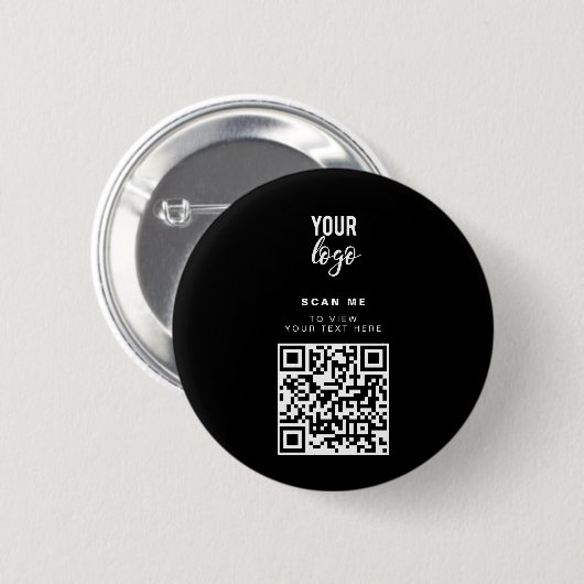 QR-Code-Firmenlogo Minimalistisches Firmenlogo Button (Vorne & Hinten)