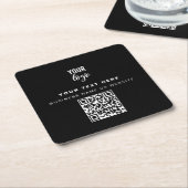 QR-Code-Firmenlogo Minimalistisches Firmenlogo Rechteckiger Pappuntersetzer (angewinkelt)