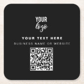 QR-Code-Firmenlogo Minimalistisches Firmenlogo Rechteckiger Pappuntersetzer (Vorderseite)