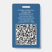 QR-Code Firmenlogo Mitarbeiter Foto Classic Blue Ausweis (Rückseite)