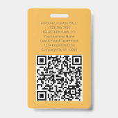 QR-Code Firmenlogo Mitarbeiter Foto-ID Gelb Ausweis (Rückseite)