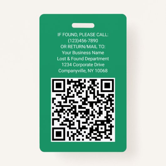 QR-Code Firmenlogo Mitarbeiter-Foto-ID Grün Ausweis (Rückseite)