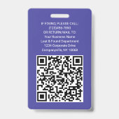 QR-Code Firmenlogo Mitarbeiter-Foto-ID Lila Ausweis (Rückseite)