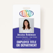 QR-Code Firmenlogo Mitarbeiter-Foto-ID Lila Ausweis (Vorderseite)