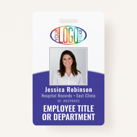 QR-Code Firmenlogo Mitarbeiter-Foto-ID Lila Ausweis (Vorderseite)