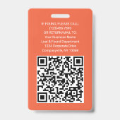 QR-Code Firmenlogo Mitarbeiter-Foto-ID Orange Ausweis (Rückseite)