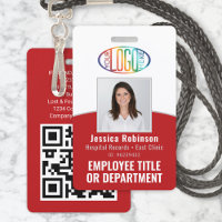 QR-Code Firmenlogo Mitarbeiter-Foto-ID Rot