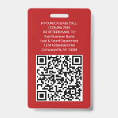 QR-Code Firmenlogo Mitarbeiter-Foto-ID Rot Ausweis (Rückseite)