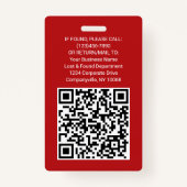 QR-Code Firmenlogo Mitarbeiter-Foto-ID Rot Ausweis (Rückseite)