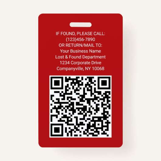 QR-Code Firmenlogo Mitarbeiter-Foto-ID Rot Ausweis (Rückseite)