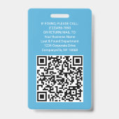QR-Code Firmenlogo Mitarbeiter Foto Light Blue Ausweis (Rückseite)
