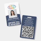 QR-Code Firmenlogo Mitarbeiter Foto Navy Blue Ausweis (Front & Back)