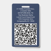 QR-Code Firmenlogo Mitarbeiter Foto Navy Blue Ausweis (Back)