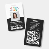 QR-Code Firmenlogo Mitarbeiter-Foto Schwarz-weiß Ausweis (Vorder- & Rückseite)