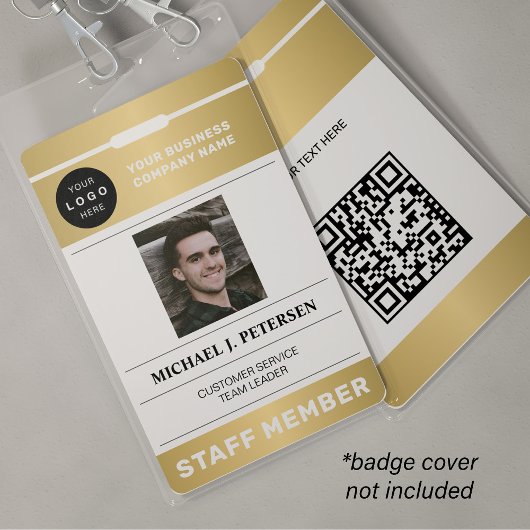 QR-Code Firmenlogo Mitarbeiterfoto Gold ID Ausweis