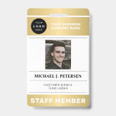 QR-Code Firmenlogo Mitarbeiterfoto Gold ID Ausweis (Vorderseite)