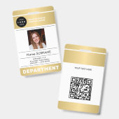 QR-Code Firmenlogo Mitarbeiterfoto goldene ID Ausweis (Vorder- & Rückseite)