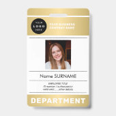 QR-Code Firmenlogo Mitarbeiterfoto goldene ID Ausweis (Vorderseite)