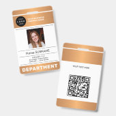 QR-Code Firmenlogo Mitarbeiterfoto Kupfer ID Ausweis (Vorder- & Rückseite)