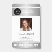 QR-Code Firmenlogo Mitarbeiterfoto silberne ID Ausweis (Vorderseite)