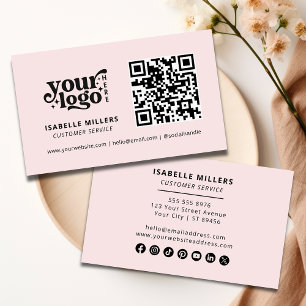 QR-Code-Firmenlogo Modern Beruflich rosa Visitenkarte